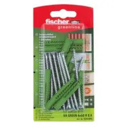 Neuheit Universaldübel UX GREEN 6 x 50 R S K - mit Rand und Schraube - Bohrernenn-Ø 6 mm - Dübellänge 35 mm - SB-Karte - VE 5 Stück - Preis per VE