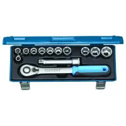 Neu Steckschlüssel-Satz - 1/2" - 13-teilig - 6-kant UD Profil - 10 bis 24 mm