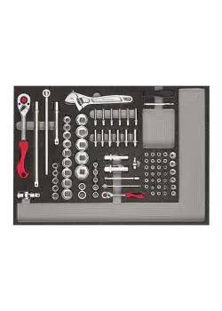 Versand Am Gleichen Tag GEDORE red Steckschlüssel-Satz - 1/4 Zoll und 1/2 Zoll - Zubehör im Schaumstoffmodul - 84-teilig