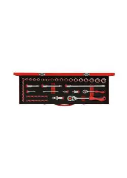 GEDORE red Steckschlüssel-Satz - Chrom-Vanadium-Stahl - 1/4 Zoll und 1/2 Zoll - 49-teilig Must-Have
