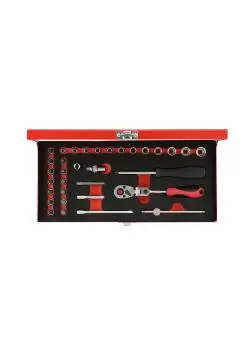 Schnäppchen GEDORE red Steckschlüssel-Satz - Chrom-Vanadium-Stahl - 1/4 Zoll - 33-teilig