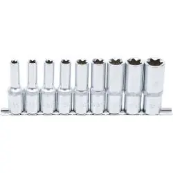 Neue Kollektion Steckschlüssel-Einsätze - 9-teilig - tief - für E-Profil E10 bis E24 - 1/2"
