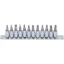 Bit-Einsatz-Set - Schlitz - Kreuzschlitz - 12-tlg. - Antrieb- 1/4" - CV-Stahl Expressversand